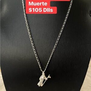 Sterling Silver .925 Reaper Pendant Necklace - Silver
